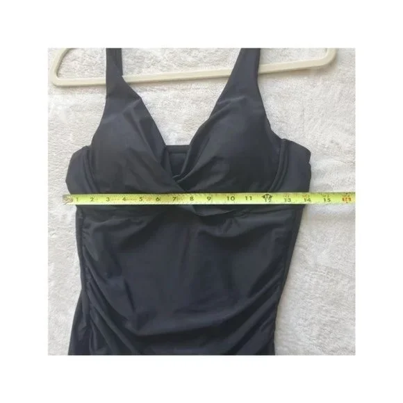 Catalina twist front underwire Black minimalist tankini top size 8-10 - Picture 2 of 8
